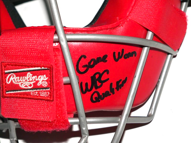 Rusber Estrada Team Spain Game Worn & Signed Rawlings Catcher's Facemask - Worn for World Baseball Classic Qualifiers!