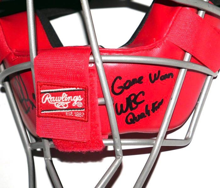 Rusber Estrada Team Spain Game Worn & Signed Rawlings Catcher's Facemask - Worn for World Baseball Classic Qualifiers!